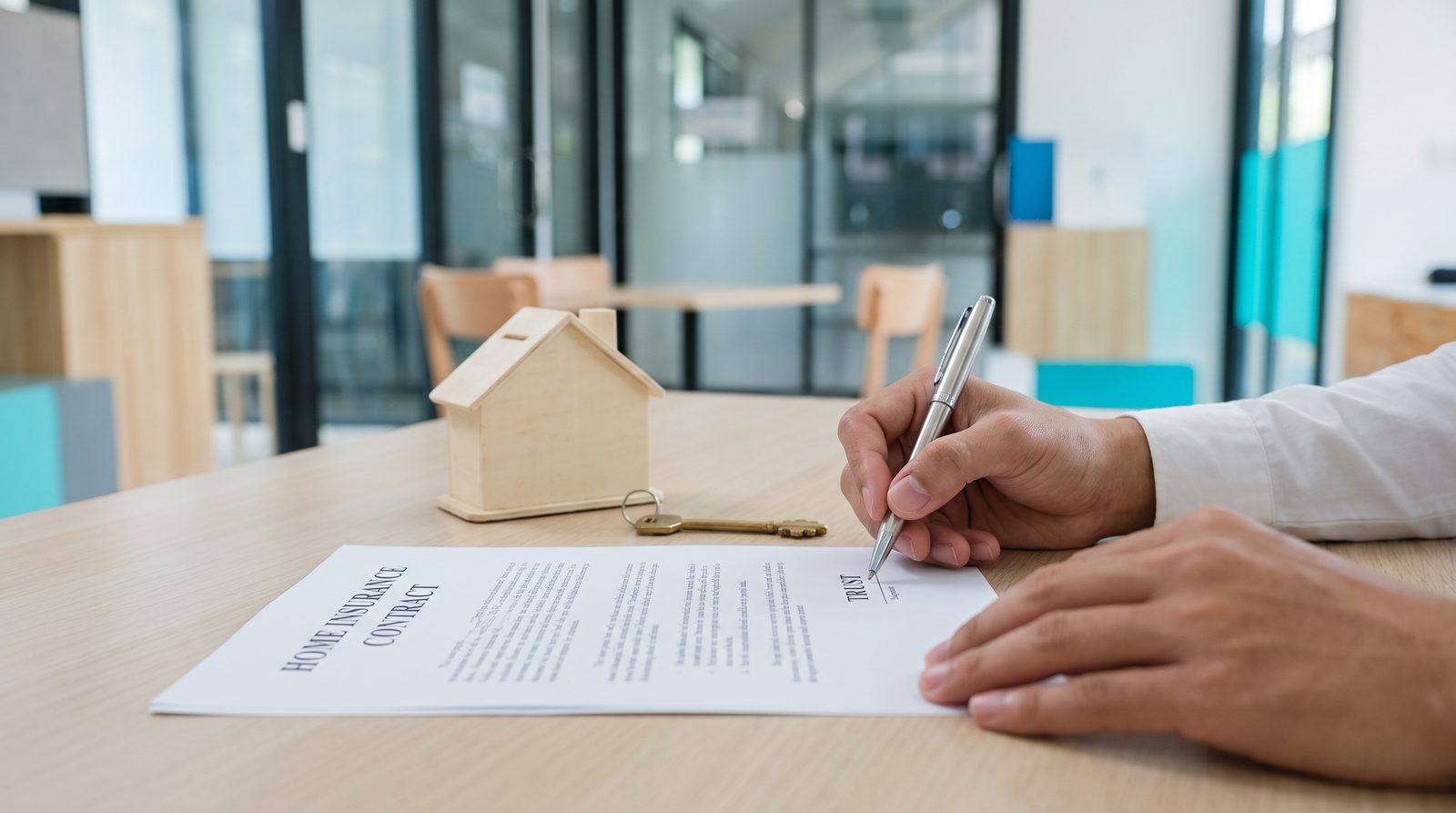 Consultor da MKM acompanhando a assinatura de um contrato de seguro